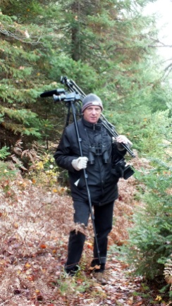 Bob Hilscher filming along the Oxtongue River in Ontario.